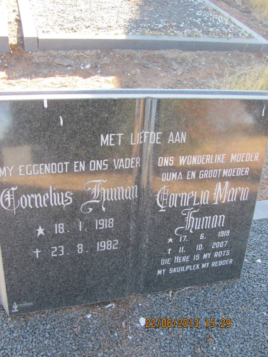 HUMAN Cornelius 1918-1982 &amp; Cornelia Maria 1919-2007