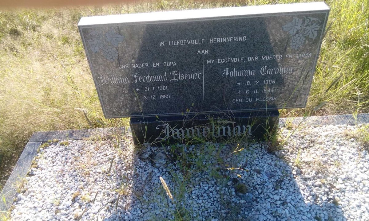 IMMELMAN William Ferdinand Elsevier 1901-1989 &amp; Johanna Carolina DU PLESSIS 1906-1988