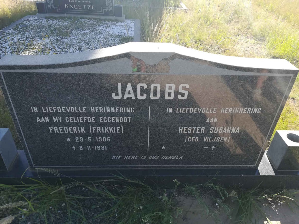 JACOBS Frederik 1906-1981 &amp; Hester Susanna VILJOEN