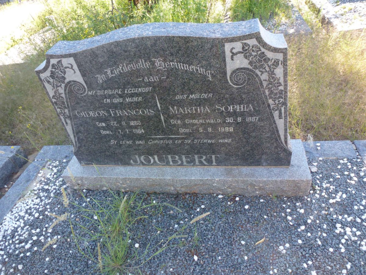 JOUBERT Gideon Francois 1880-1964 &amp; Martha Sophia GROENEWALD 1887-1968