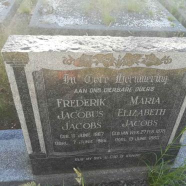 JACOBS Frederik Jacobus 1867-1966 &amp; Maria Elizabeth VAN WYK 1878-1960