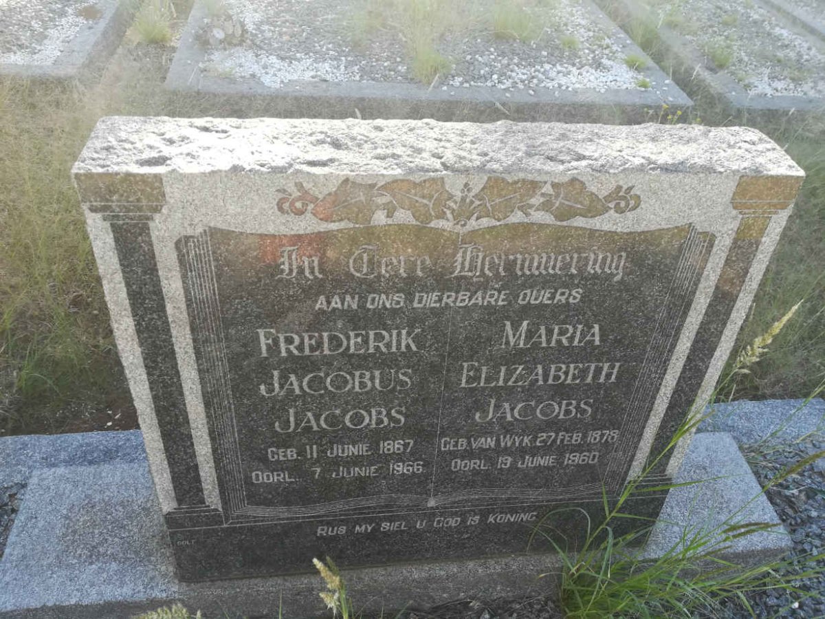 JACOBS Frederik Jacobus 1867-1966 &amp; Maria Elizabeth VAN WYK 1878-1960