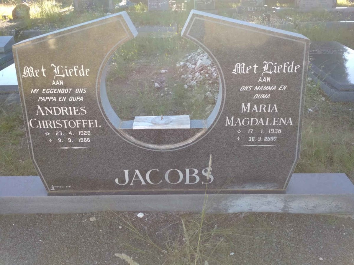 JACOBS Andries Christoffel 1928-1986 &amp; Maria Magdalena 1936-2000