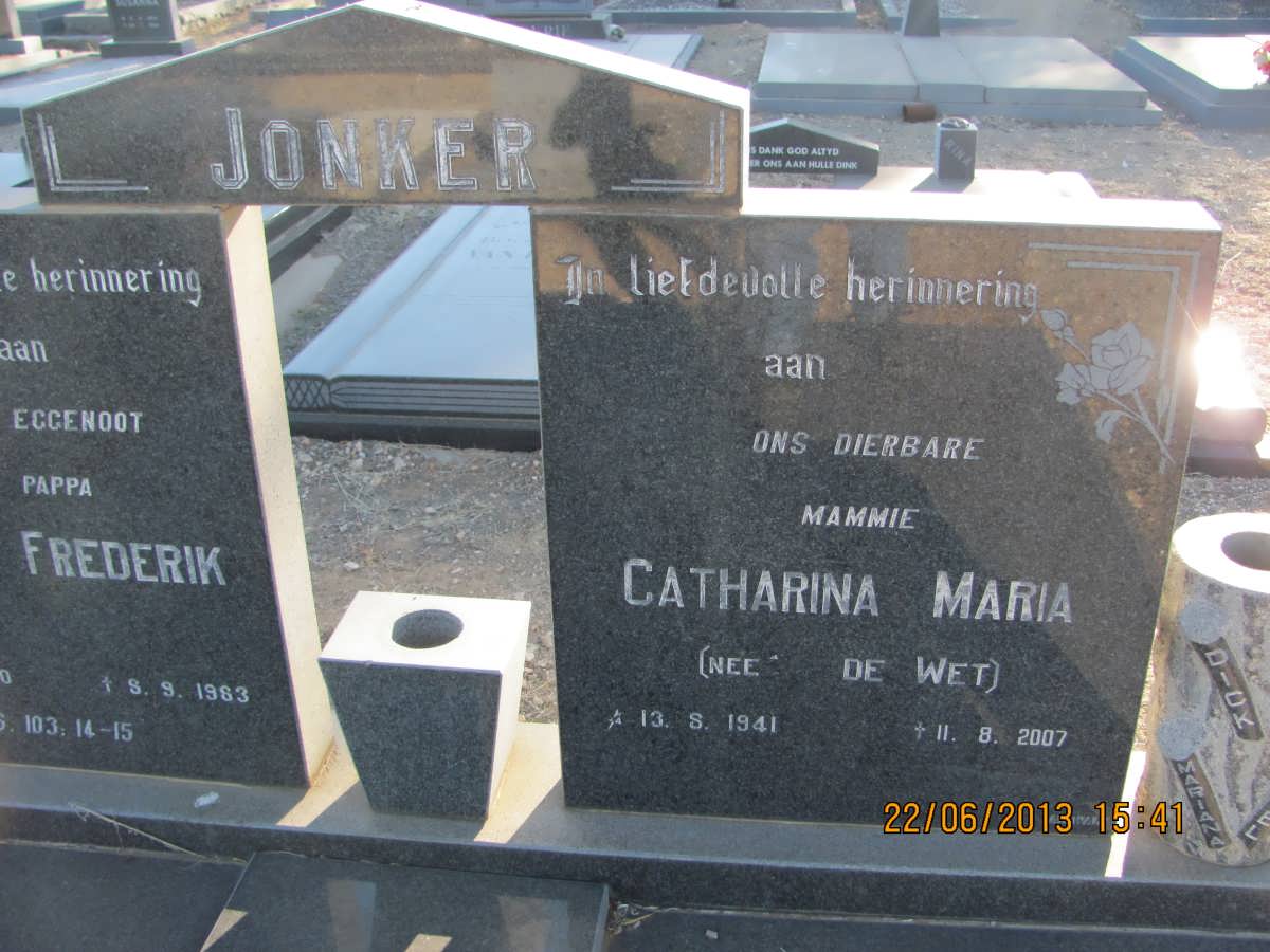 JONKER Catharina Maria nee DE WET 1941-2007