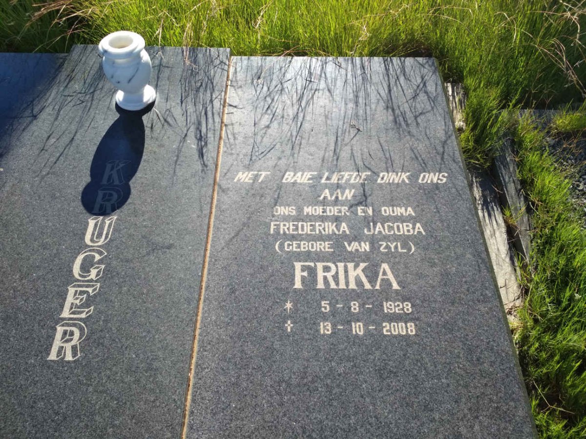 KRUGER Gert Lodewicus Philippus 1911-1993 &amp; Frederika Jacoba VAN ZYL 1928-2008