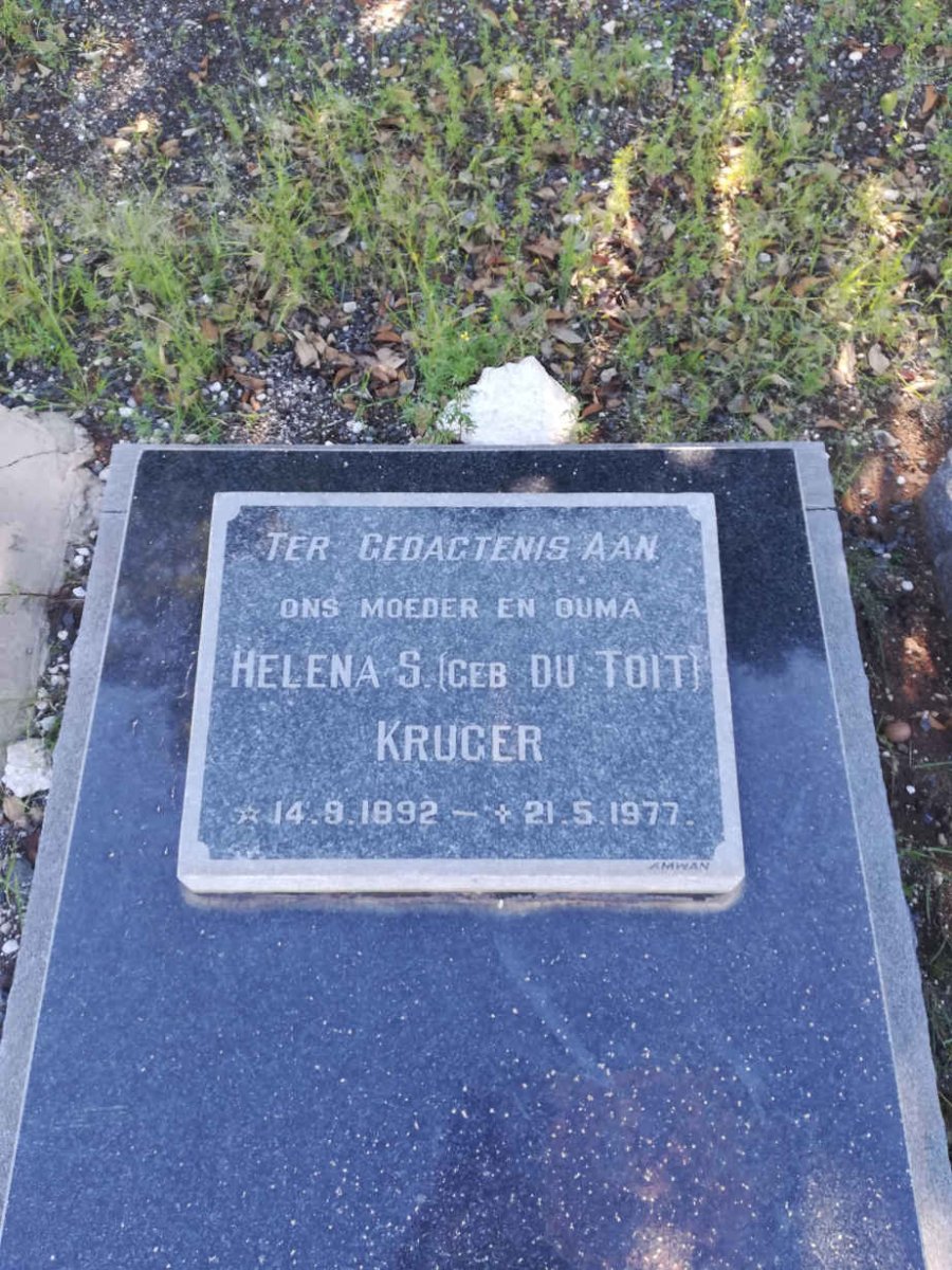KRUGER Helena S. nee DU TOIT 1892-1977