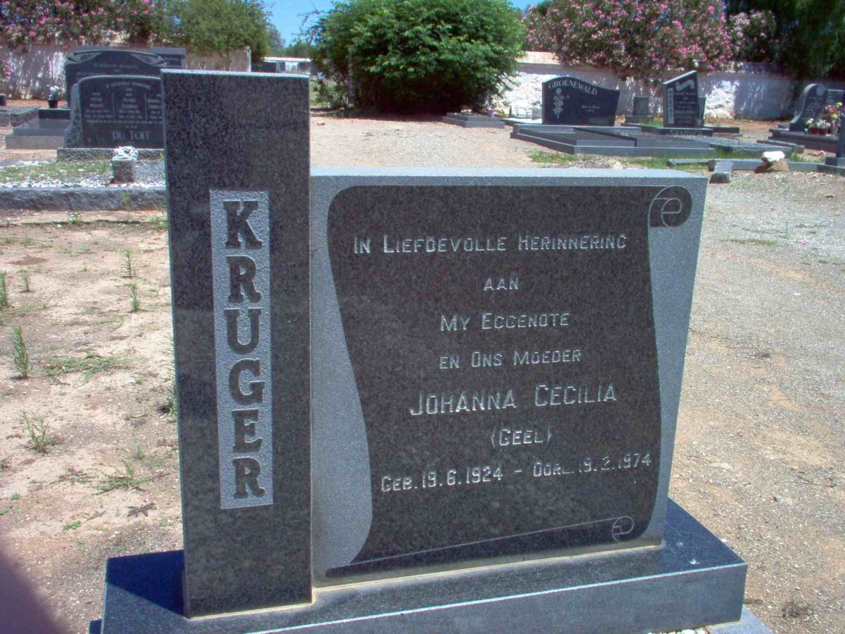 KRUGER Johanna Cecilia nee GEEL 1924-1974