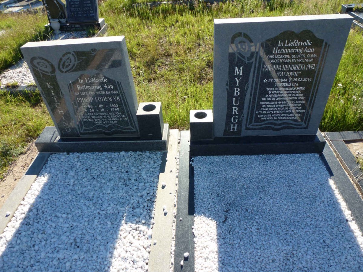 KITCHING Philip Lodewyk 1933-1999 &amp; Johanna Hendrieka MYBURGH voorheen KITCHING nee NEL 1944-2014