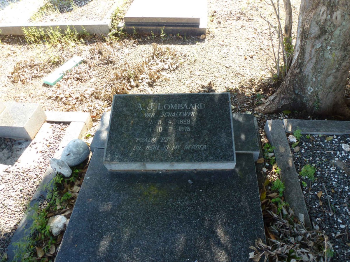 LOMBAARD A.J. nee VAN SCHALKWYK 1899-1975