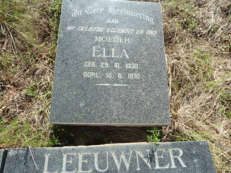 LEEUWNER Willem Jacobus V. Wyk 1921-2007 &amp; Ella 1930-1970