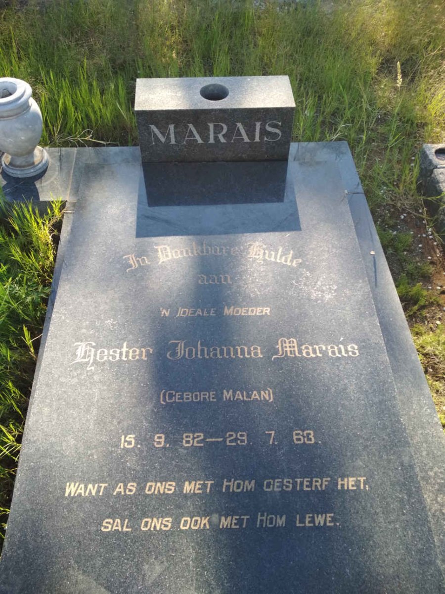MARAIS Hester Johanna nee MALAN 1882-1963