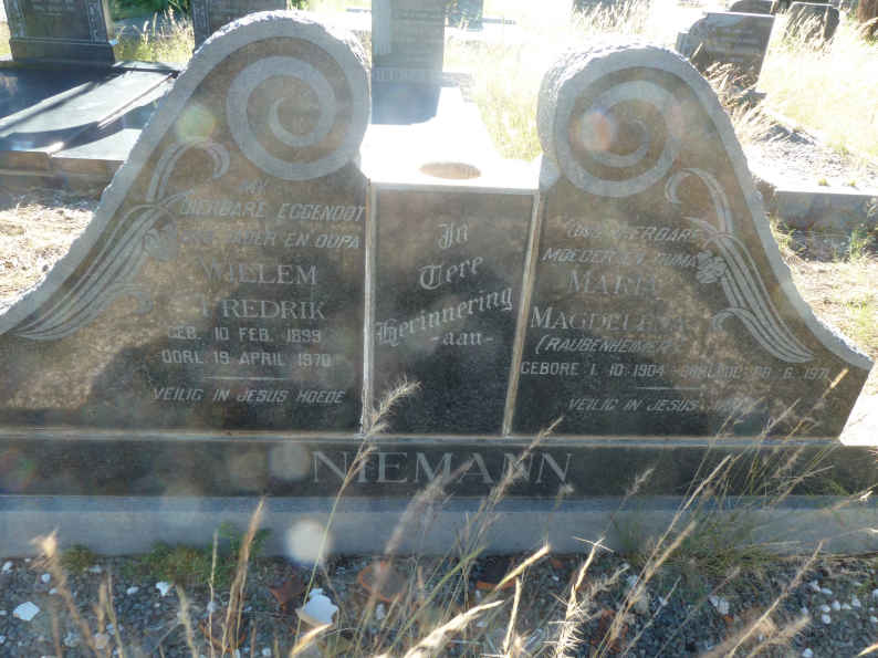 NIEMANN Willem Fredrik 1899-1970 &amp; Maria Magdalena RAUBENHEIMER 1904-1971