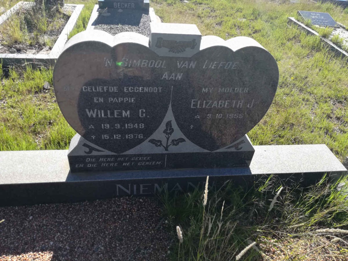 NIEMANN Willem G. 1948-1976 &amp; Elizabeth J. 1955-