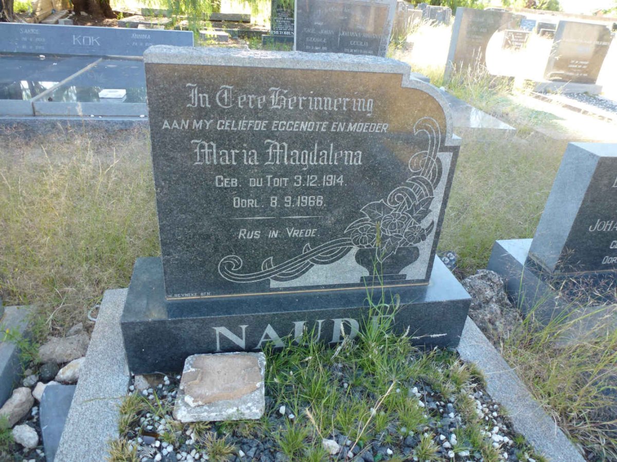NAUDE Maria Magdalena nee DU TOIT 1914-1966