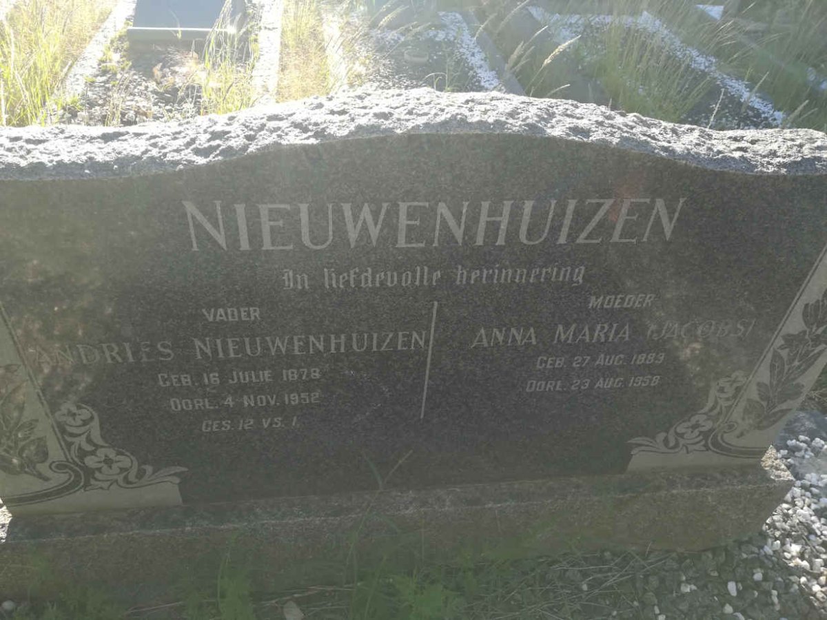 NIEUWENHUIZEN Andries 1878-1952 &amp; Anna Maria JACOBS 1889-1958