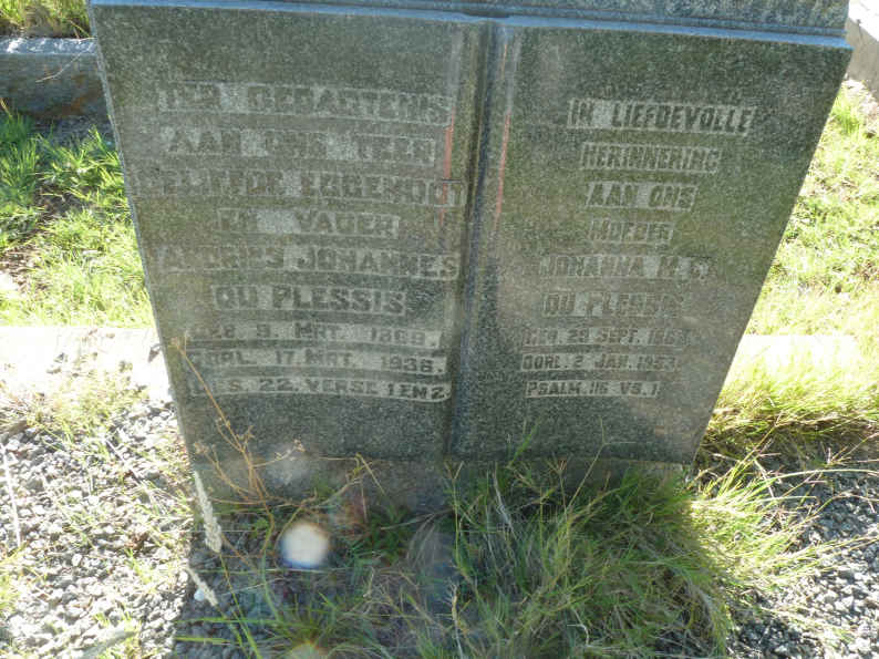 PLESSIS Andries Johannes, du 1868-1936 &amp; Johanna M.C. 1869-1953