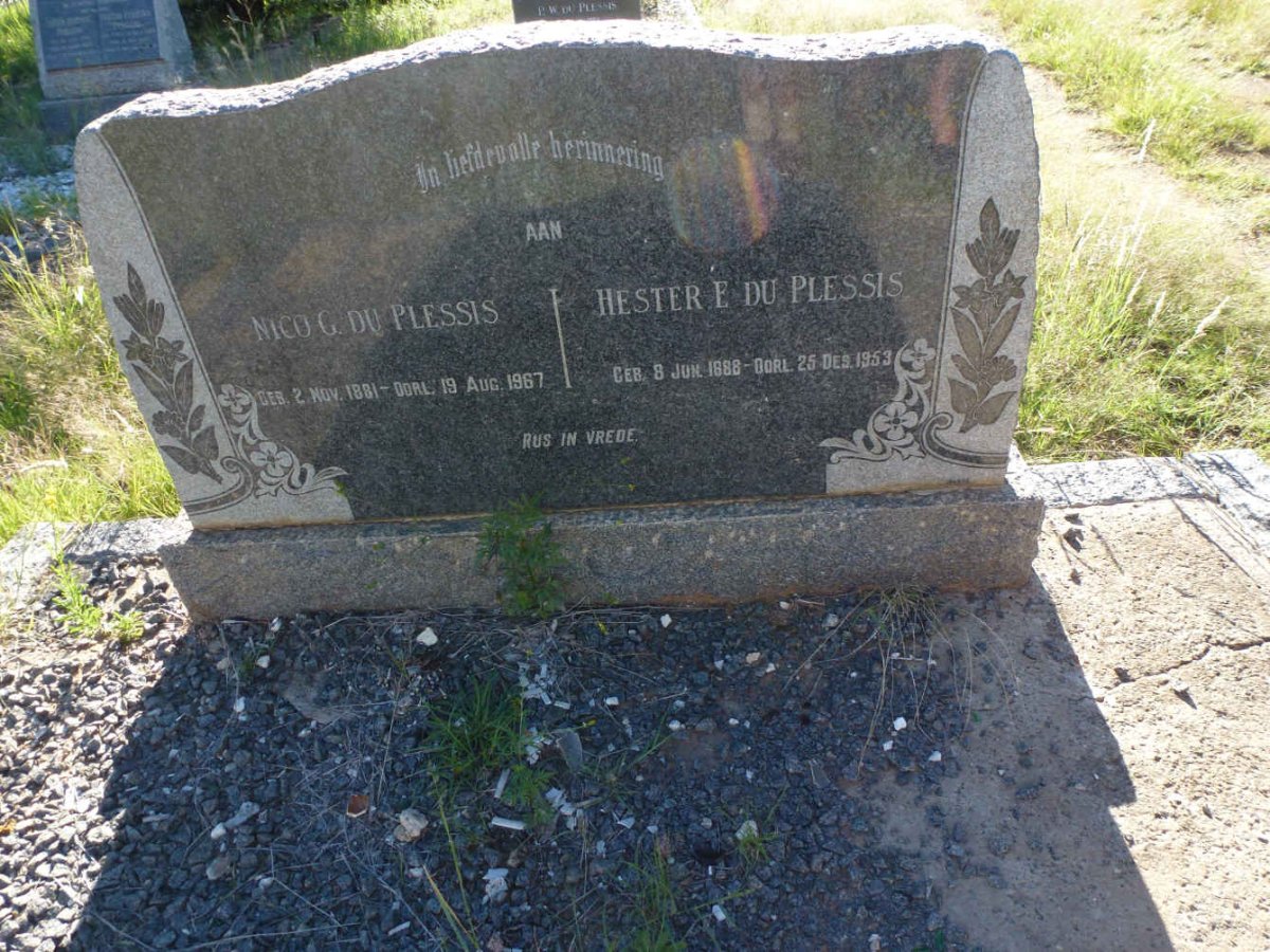 PLESSIS Nico G., du 1881-1967 &amp; Hester E. 1888-1953
