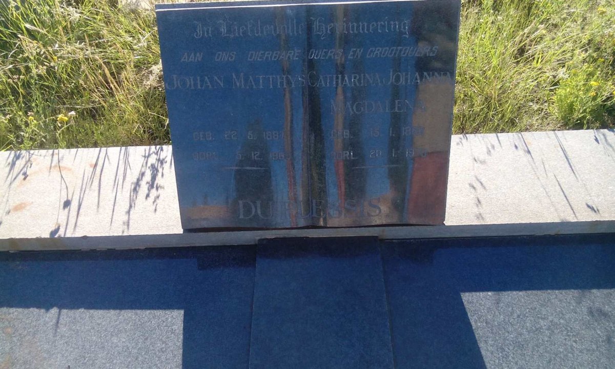 PLESSIS Johan Matthys, du 1887-1969 &amp; Catharina Johanna Magdalena 1880-1970