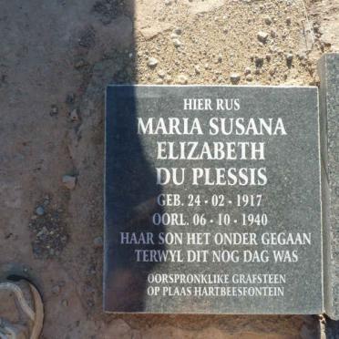 PLESSIS Maria Susanna Elizabeth, du 1917-1940
