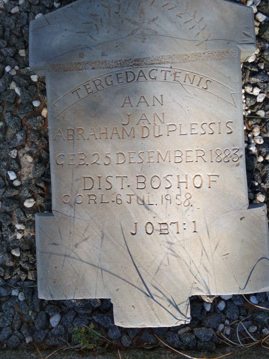 PLESSIS Jan Abraham, du 1883-1958