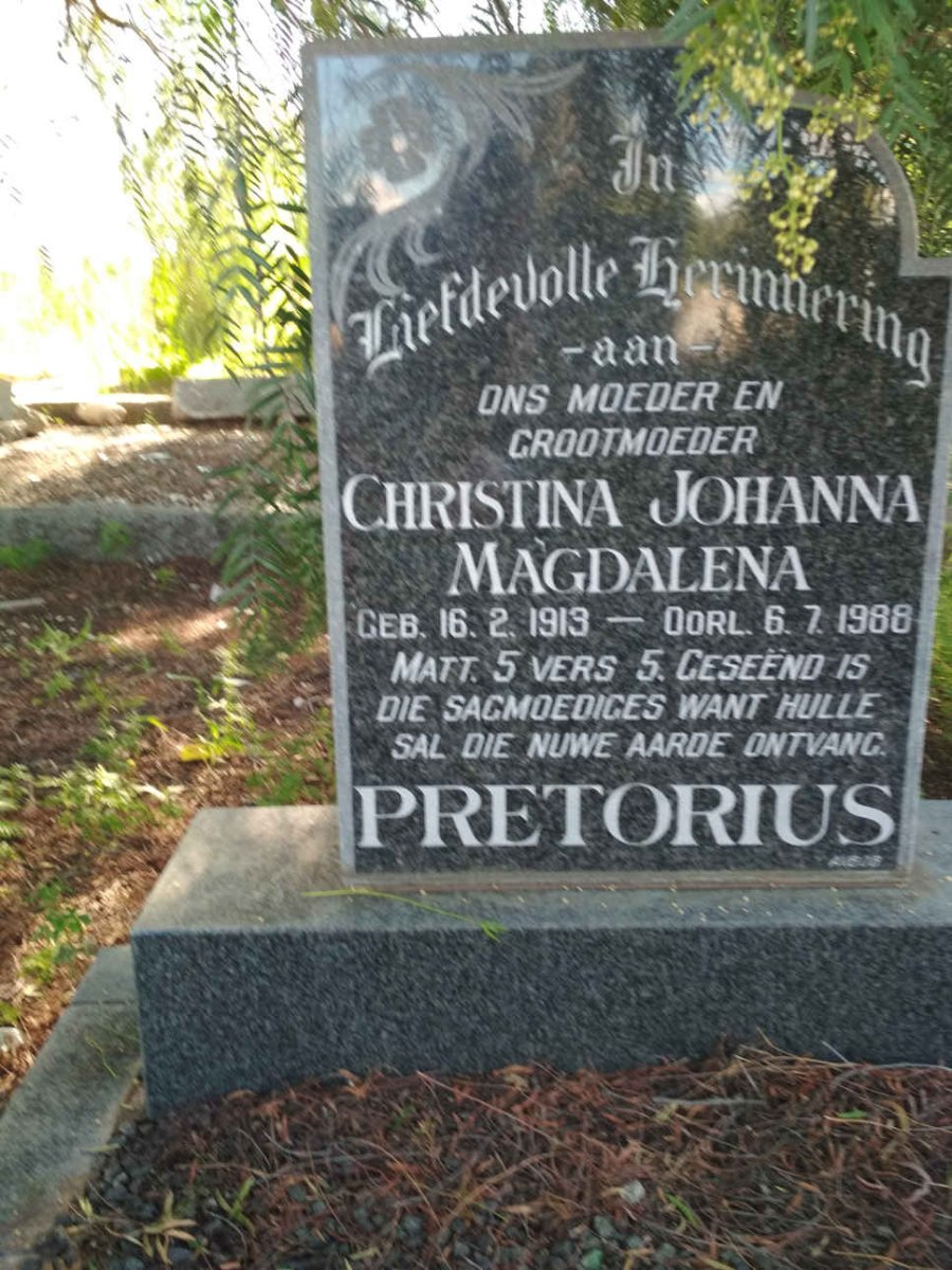 PRETORIUS Christina Johanna Magdalena 1913-1988