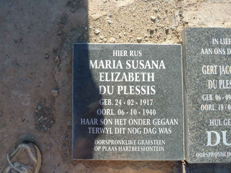 PLESSIS Maria Susanna Elizabeth, du 1917-1940