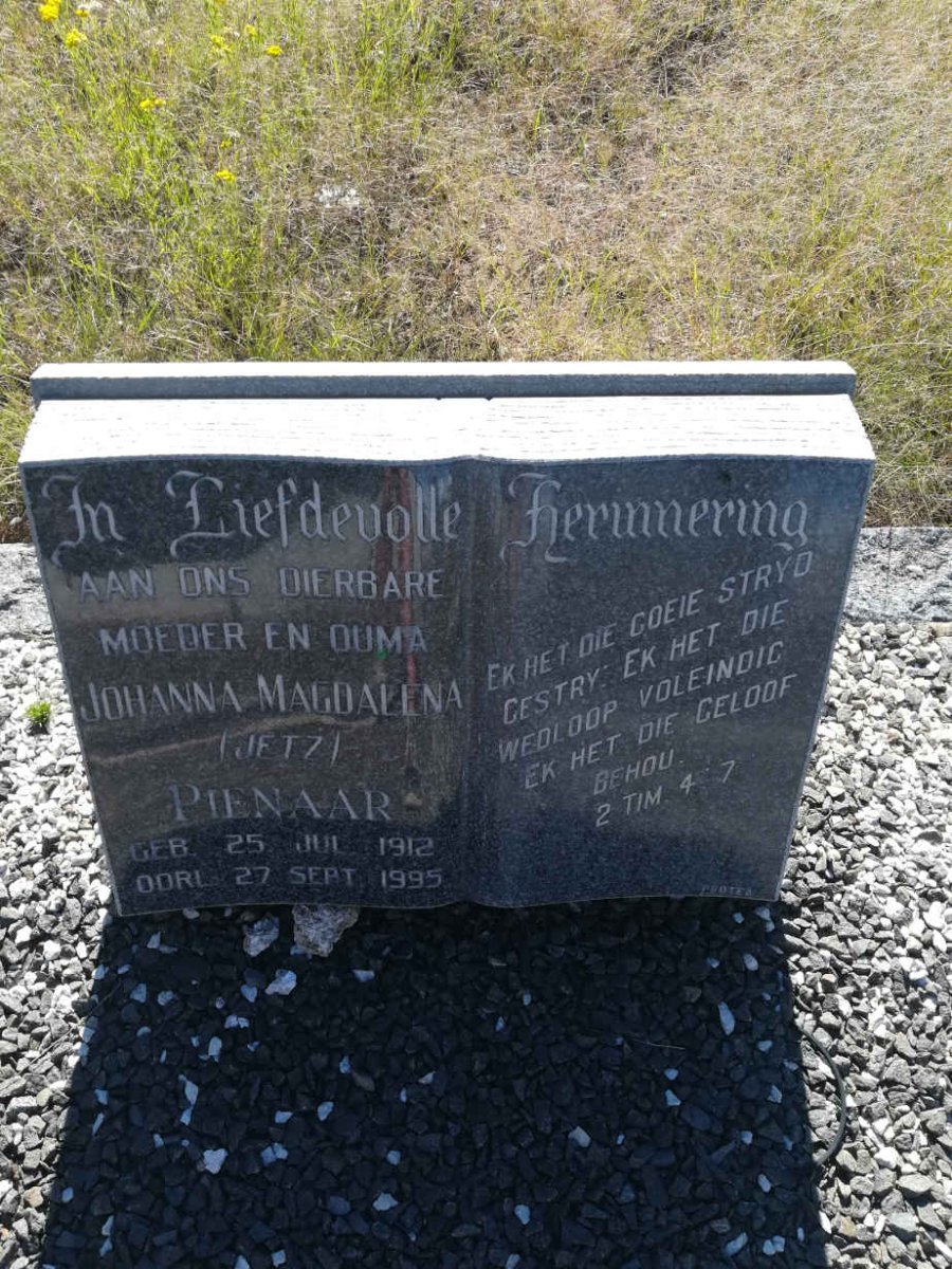 PIENAAR Willem J. 1910-1959 &amp; Johanna Magdalena JETZ 1912-1995