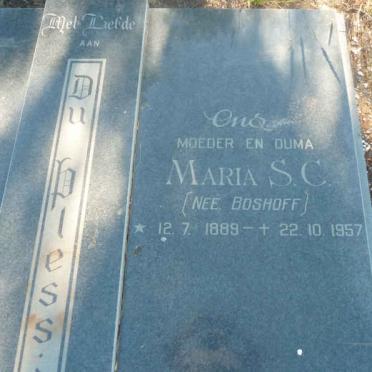 PLESSIS Maria S.C., du nee BOSHOFF 1889-1957