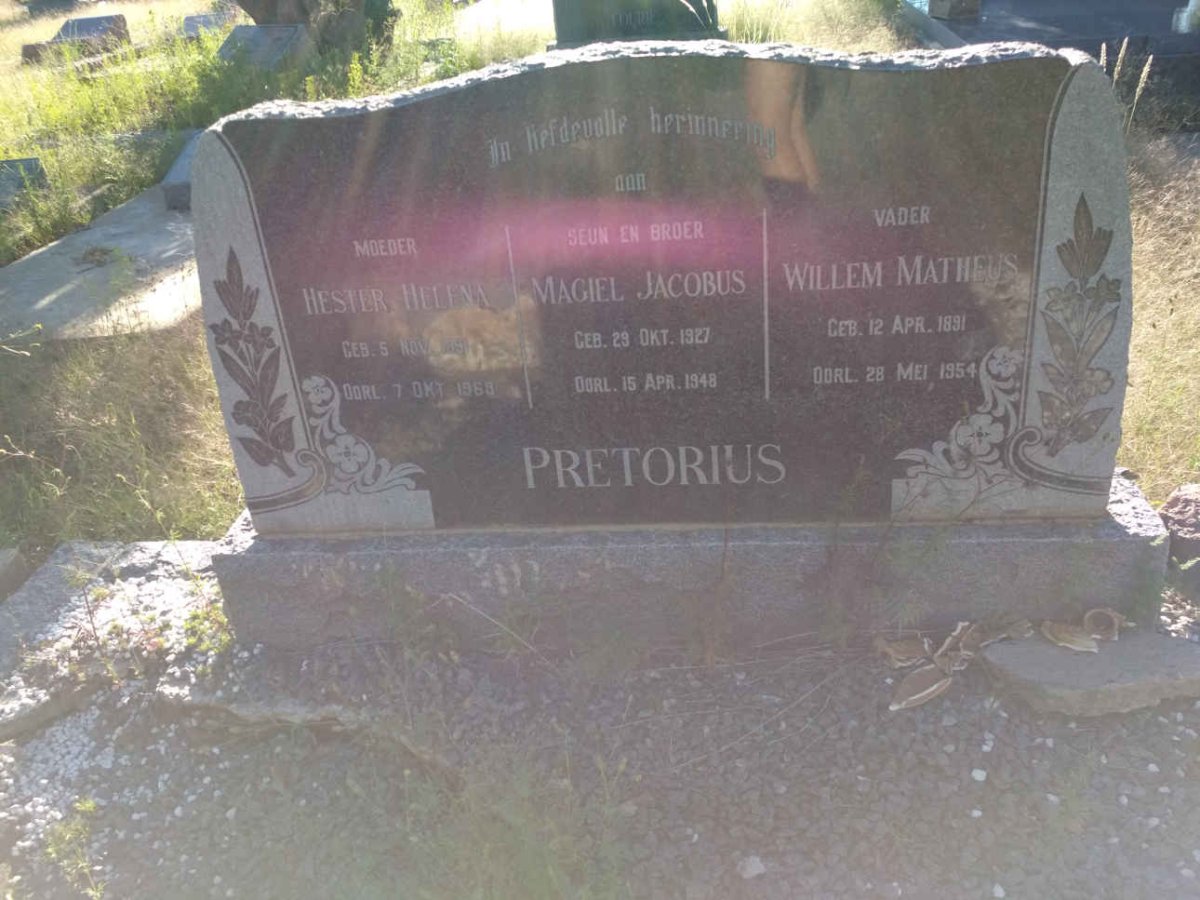 PRETORIUS Willem Matheus 1891-1954 &amp; Hester Helena 1891-1968 :: PRETORIUS Magiel Jacobus 1927-1948