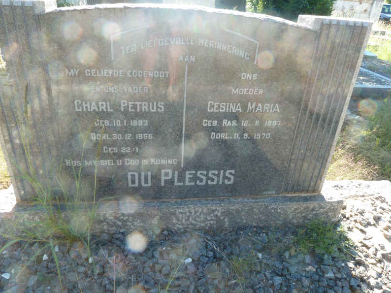 PLESSIS Charl Petrus, du 1883-1956 &amp; Gesina Maria RAS 1887-1970