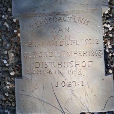 PLESSIS Jan Abraham, du 1883-1958