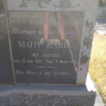 RABIE Matty nee COETZEE 1892-1985
