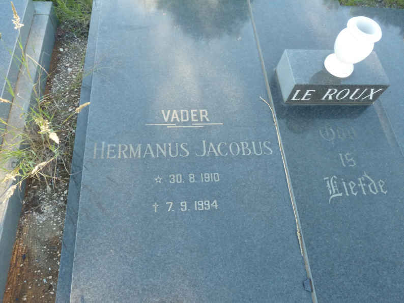 ROUX Hermanus Jacobus, le 1910-1994 &amp; Helletje Levina STEYN 1913-1989