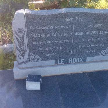 ROUX Jacob Philippus, le 1873-1961 &amp; Johanna Alida MALAN 1876-1946