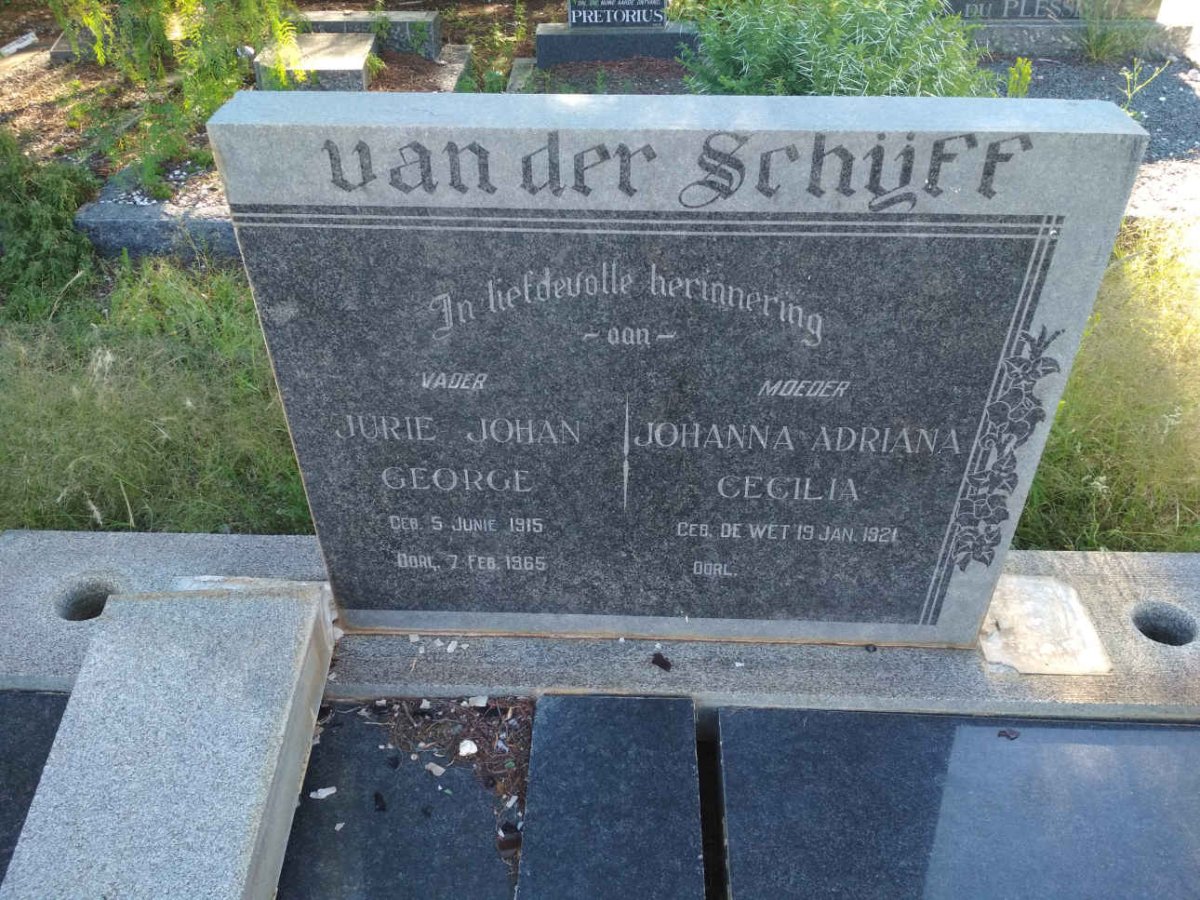 SCHYFF Jurie Johan George, van der 1915-1965 &amp; Johanna Adriana Cecilia DE WET 1921-