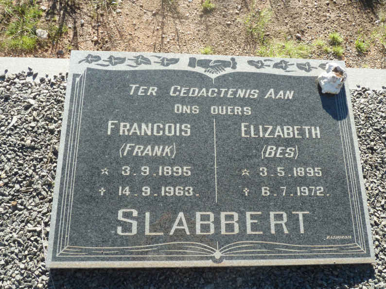 SLABBERT Francois 1895-1963 &amp; Elizabeth 1895-1972