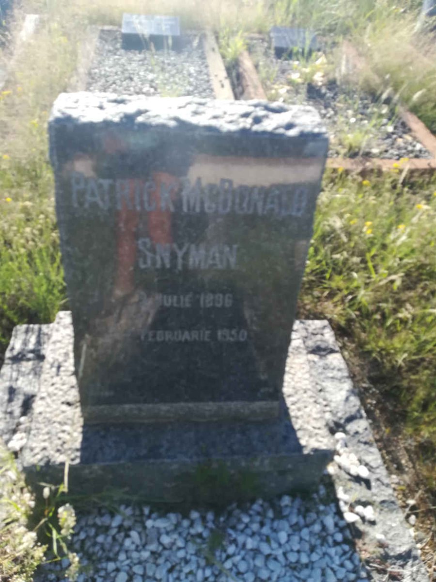 SNYMAN Patrick McDonald 1896-1950