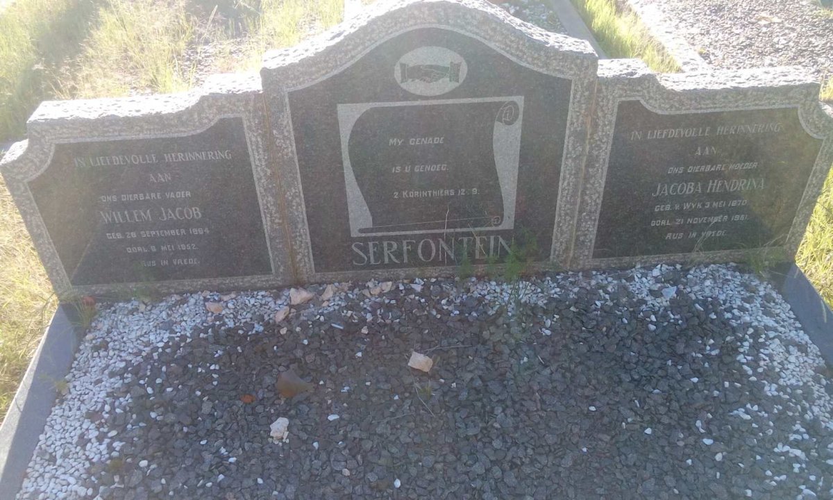 SERFONTEIN Willem Jacob 1864-1952 &amp; Jacoba Hendrina V. WYK 1870-1961