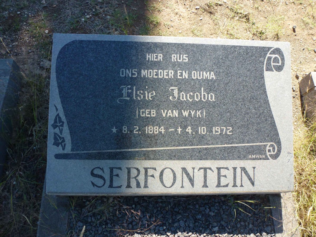 SERFONTEIN Elsie Jacoba nee VAN WYK 1884-1972