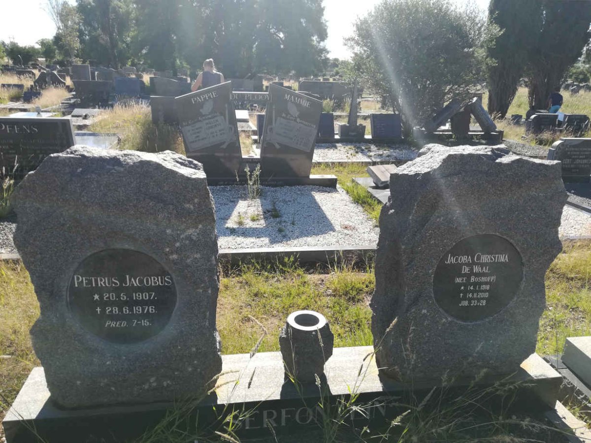SERFONTEIN Petrus Jacobus 1907-1976 &amp; Jacoba Christina De Waal BOSHOFF 1918-2010
