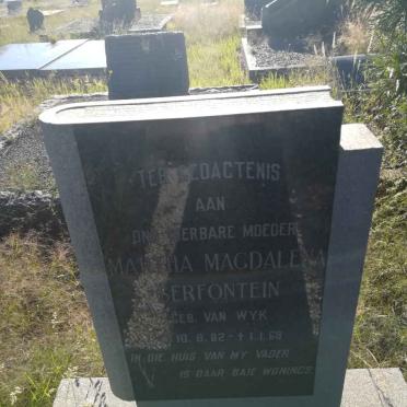 SERFONTEIN Martha Magdalena nee VAN WYK 1882-1968