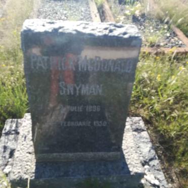 SNYMAN Patrick McDonald 1896-1950