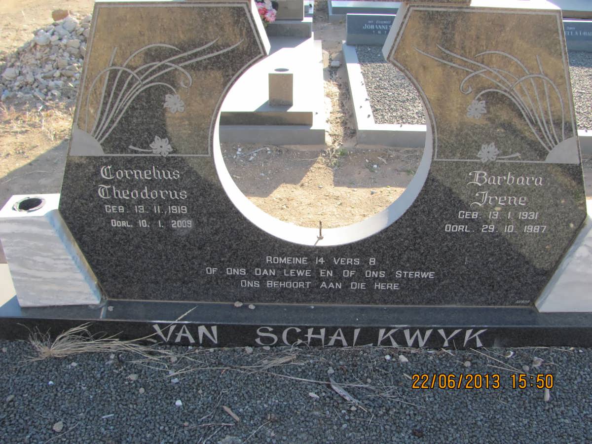 SCHALKWYK Cornelius Theodorus, van 1919-2009 &amp; Barbara Irene 1931-1987