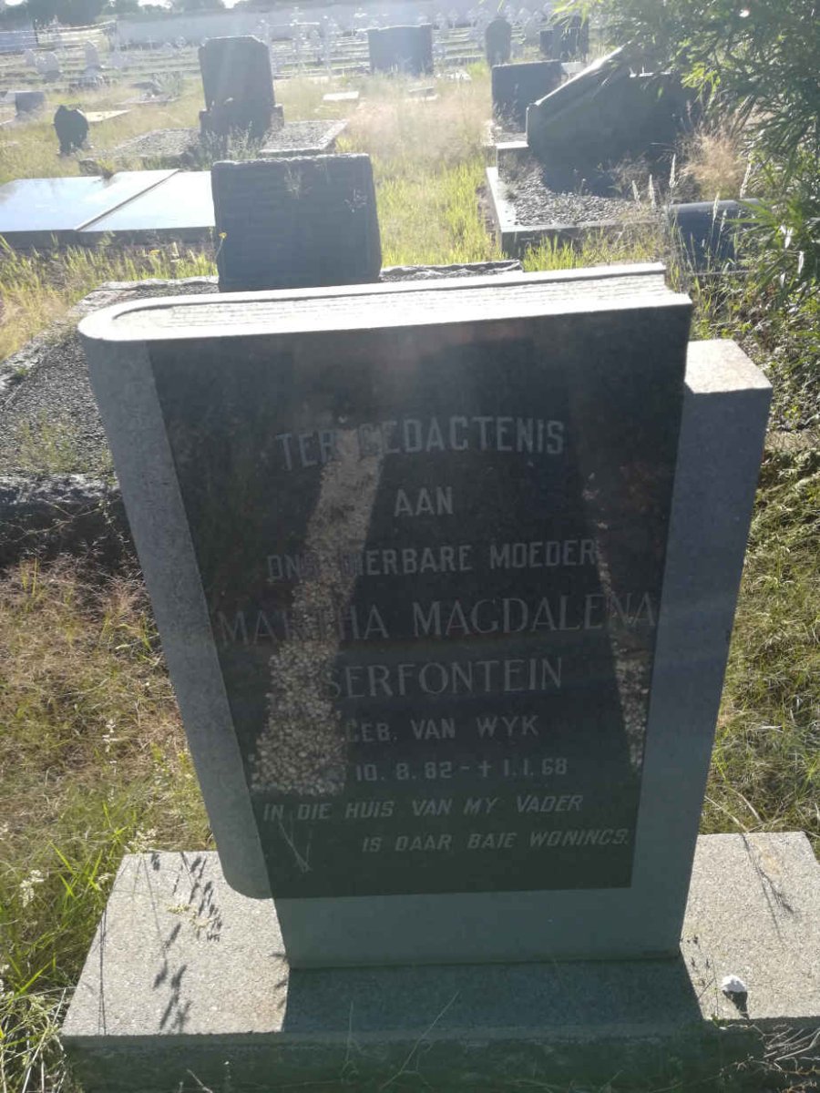 SERFONTEIN Martha Magdalena nee VAN WYK 1882-1968
