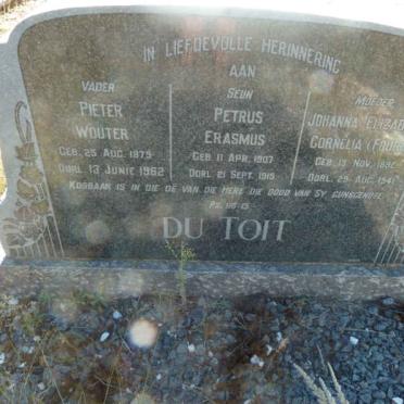TOIT Pieter Wouter, du 1875-1962 &amp; Johanna Elizabeth Cornelia FOURIE 1882-1941 :: DU TOIT Petrus Erasmus 1907-1915