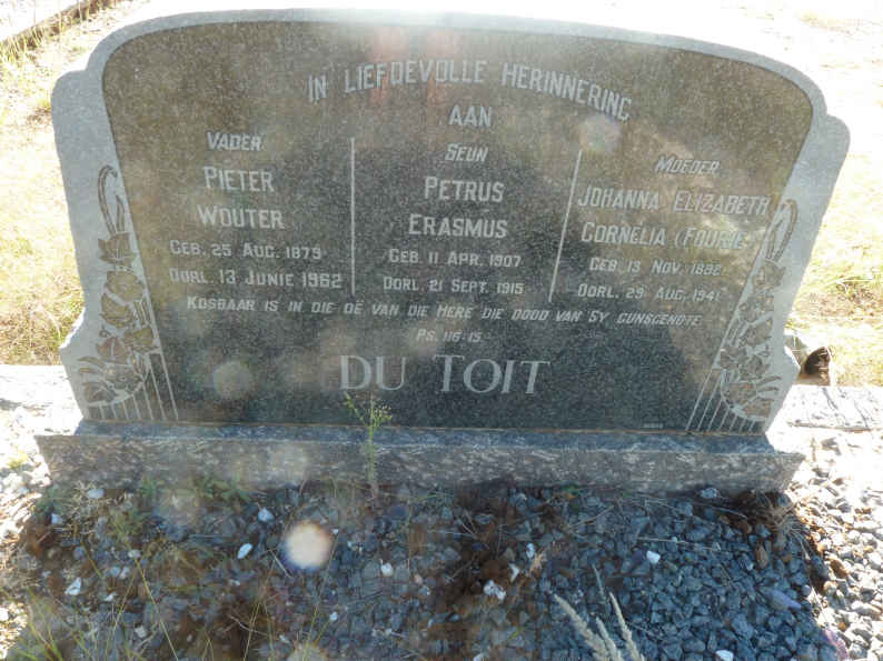 TOIT Pieter Wouter, du 1875-1962 &amp; Johanna Elizabeth Cornelia FOURIE 1882-1941 :: DU TOIT Petrus Erasmus 1907-1915