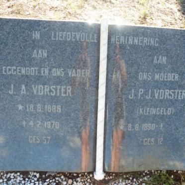 VORSTER J.A. 1888-1970 &amp; J.P.J. KLEINGELD 1890-