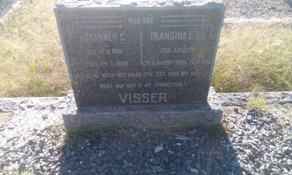VISSER Johannes C. 1891-1959 &amp; Fransina L.J.S. KRUGER 1898-1946