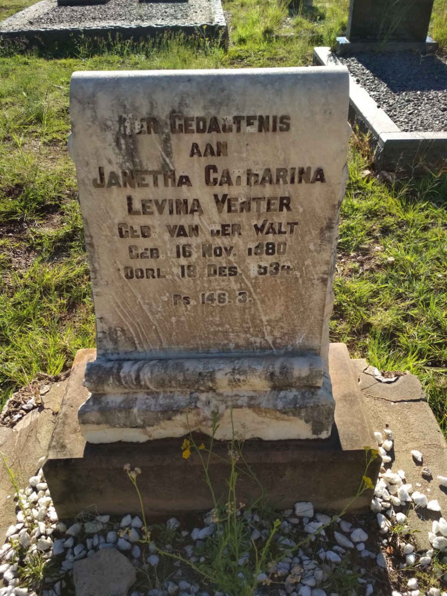 VENTER Janetha Catharina Levina nee VAN DER WALT 1880-1934