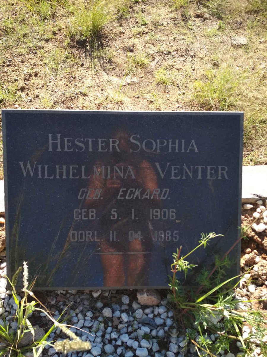VENTER Hester Sophia Wilhelmina nee ECKARD 1906-1985